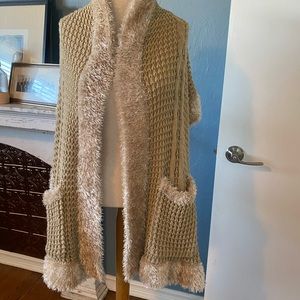 Furry shrug with pockets